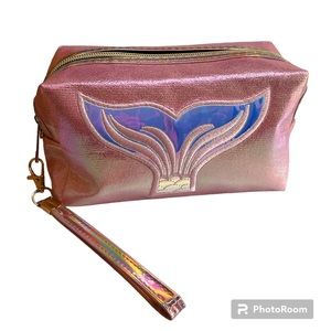🧜‍♀️Mermaid tail makeup bag Pink iridescent travel bag pencil…accessories